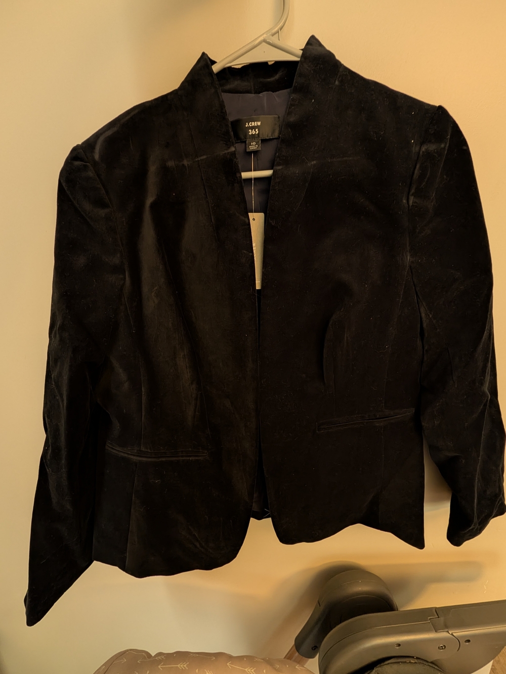 J. Crew Black Velvet Open Front Blazer